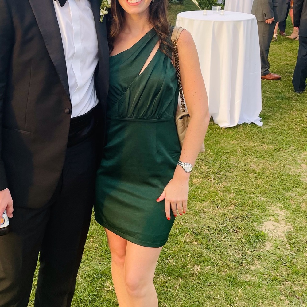 Emerald Green One-Shoulder Cocktail Dress